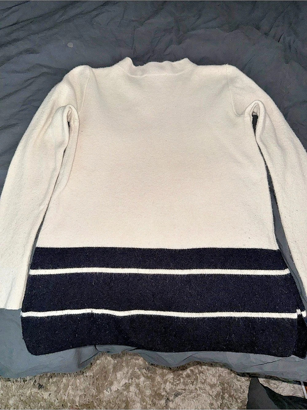 LOFT Color Block Sweater White & Black Small